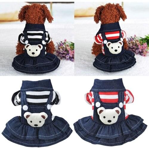 Denim Dog Dress Striped Dog Bib Winter Autumn Cowboy Clothes For Pet Dog Clothes Chihuahua Para Perro Dogs Jean Clothes XS-XL