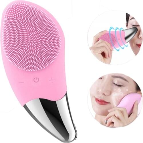 Mini Electric Facial Cleansing Brush Silicone Sonic Face Cleaner Deep Pore Cleaning Skin USB Recharge Face Cleaning Brush Device