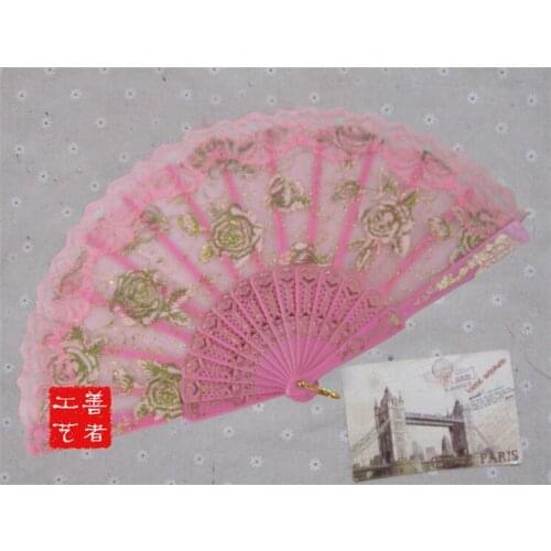 [ Fly Eagle ] Free Shipping lace fan wedding lace fan pink hand fan