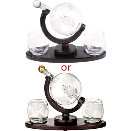 850ML Whiskey Decanter Globe Set with 2 Etched Globe Whisky Glasses for Liquor Bourbon Vodka Wine Glass Decanters Drop Shipping