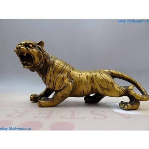 China brass copper carved beautiful lucky fine Feng Shui Tiger Sculpture Statue