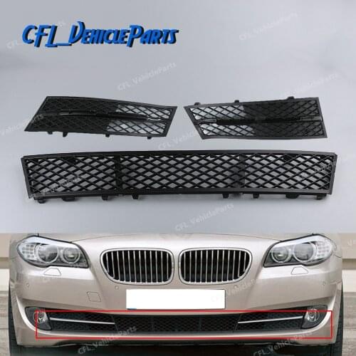 3Pcs Front Lower Bumper Grille Cover Set 51117200699 51117200700 51117285950 For BMW 5 Series F10 F11 2009 2010 2011 2012 2013