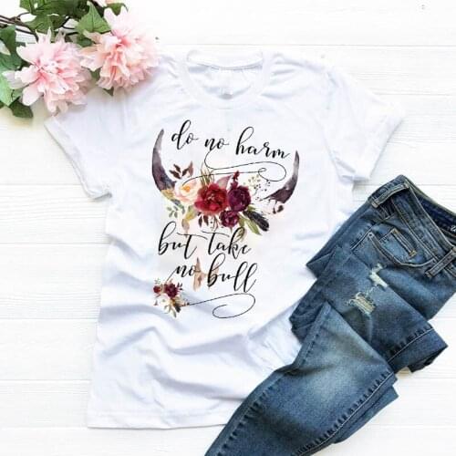 Summer T-shirt Plus Size 4XL Womens Take No Bull Cartoon Clothing Graphic T Shirt Printed Tee Tshirt Female Top Women Clothes
