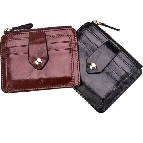 Anti-Magnetic Leather Wallet Slim ID Credit Card Holder Coin Purse Zipper Fashion Men Wallet Casual Card Position Women Wallets