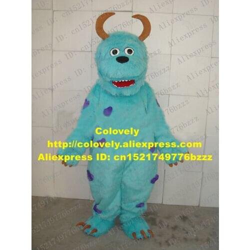 Cute Blue Monster Sully Sulley Mascot Costume Monstrosity Freak Plush Adult With Big Mouth Purple Heart Skin No.765 Free Ship