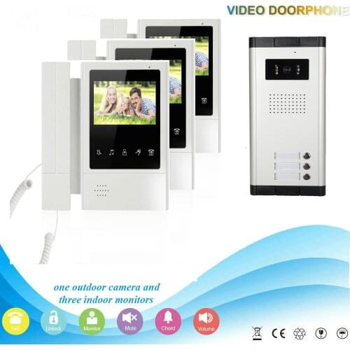 SmartYIBA 3 Units Multi Apartment Video Doorbell Security Intercom Video Door Phone Doorbell Camera for 3 Families House