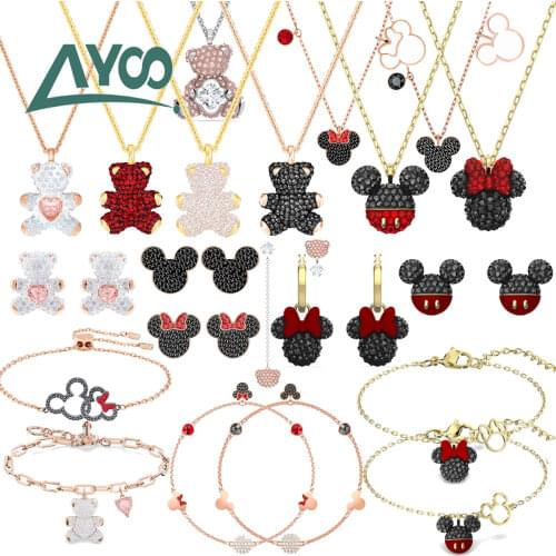 SWA Fashion Jewelry Charm 1:1 Charming Cute Mouse Fun Full Necklace Earrings Bracelet Set Female Romantic Gifts For Women