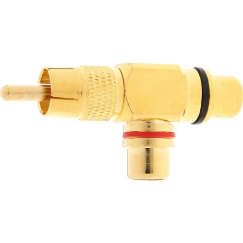 New Gold Plated RCA Male to 2 Female RCA Splitter Adapter AV Video Audio T Plug RCA 3 way Plug R Connector