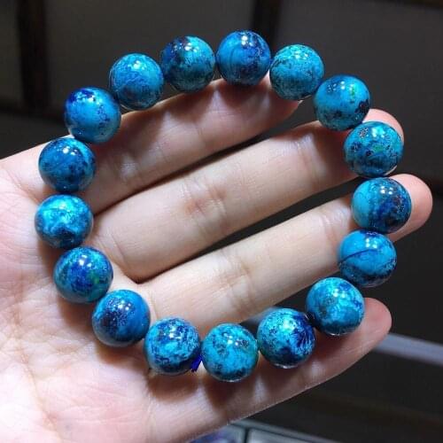 Genuine Natural Blue Malachite Chrysocolla Gemstone Crystal Stretch Round Beads Bracelet 12.1mm Women Men Jewelry AAAAAA