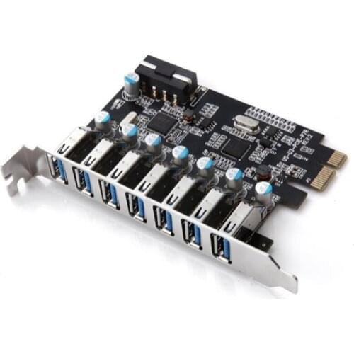 PCIe to USB 3.0 7-Port PCI Express Expansion Card PCI-E USB3.0 Hub with 4Pin Interface Support for Windows 10,8.1,8,7,X