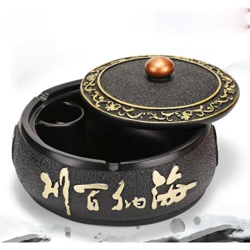Ashtray Creative Fashion Home Living Room Personality Ashtray Lid Anti Huifei Chinese Wind Retro Office Business Ashtray Gift