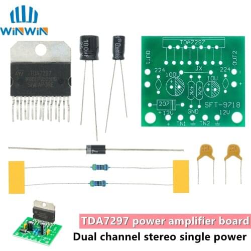 1set TDA7297 amplifier board spare parts dc 12v grade 2.0 dual audio encoding 15w electronic diy kit