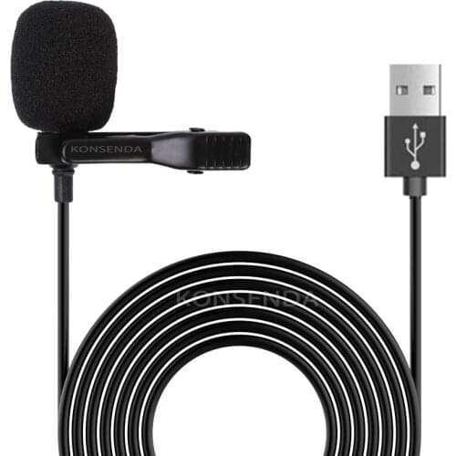 1.5m Mini Portable USB Microphone Condenser Clip-on Lapel Lavalier Mic Wired Mikrofo/Microfon for Phone for Laptop