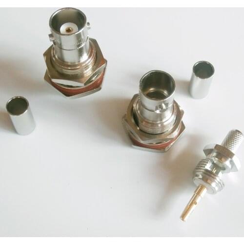 Q9 BNC Female O-ring Bulkhead Panel Mount Nut Window Plug Crimp for LMR195 RG58 RG142 RG223 RG400 RF Coax Connector Brass