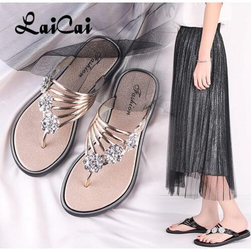 Womens Sandals for Summer 2021 New Simple temperament Hot sale Slippers Versatile Flat Fashion Lazybones Flip Flops Beach Shoes