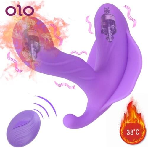 OLO Vibrating Panties Wearable Butterfly Dildo Vibrator Clitoris Stimulator Heating Wireless Remote Control Sex Toys for Women