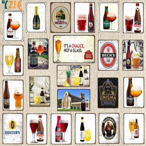 【YZFQ 】Beer Plaque Metal Vintage Decorative Signs Wall Bar Home Restaurant kitchen Man Cave Decor Vintage 30X20CM DU-9024A