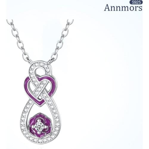 Bow Love Heart Rose Necklaces Pendant Zircon Infinity Love Women Luxury Fine Jewelry 925 Sterling Silver Birthday Neck Chain