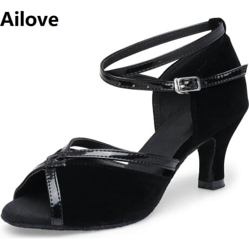 Ailove Ballroom Latin Salsa Swing Tango Dance Shoes Women Peep-toe Dancing Sandals with Soft Suede Sole ALS050