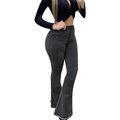 Women Boot Cut Pant Stacked Pants High Waist R Large Size Jeggings Jeans CE Slim Casual Boyfriend Jeans Pants Woman Trousers