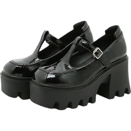 Dropshipping 2021 Women Creepers New Pu Mary Jane Cosplay Flats Platform Gothic Shoes Ladies Student Loafers JK Girls punk