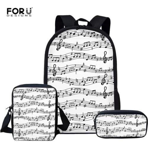 FORUDESIGNS Women Men Backpacks Music Note Printed School Bags Set For Teenage Girls Shoulder Bag Children Satchel Backpack