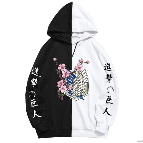 Anime Attack on Titan Cherry Blossoms Print The Sharingan Hoodies New Summer Pullover Sweatshirt Harajuku Hip Hop Thin Clothing