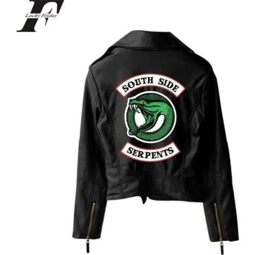 Printed Logo Southside Riverdale Snakes Winter Jacket and Coats Women 's Jackets Streetwear 2020 Kpop Riverdale PU Short Thin