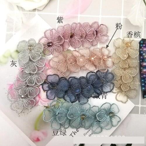 10pcs Glass Gauze Applique Embroidery Beaded Flower Patches For Clothing Accessories Flower Patch Diy Hair Accessories Material