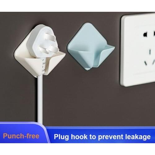 2 Pcs Creative Plug Hook Punch-free Strong Power Plug Transparent Paste Wire Socket Storage Rack Home Organizer Storage Rack New