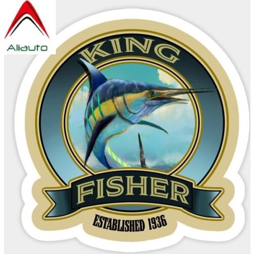 Aliauto King Fisher Sticker Go Fishing Bait Motorcycle Bike Car Tickers Vinyl Reflective Cover Scratches Decal,10cm*10cm