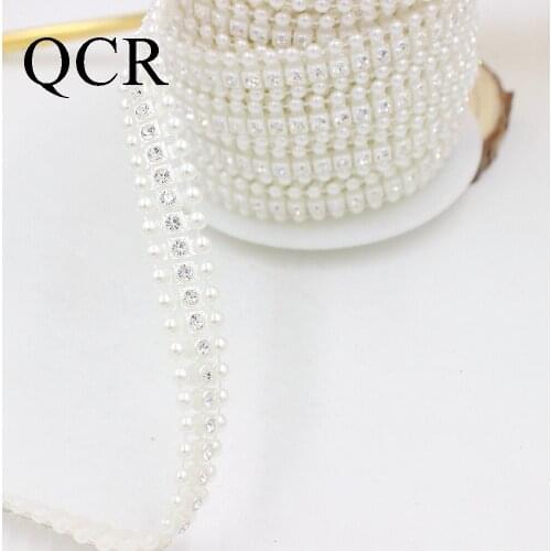 Free Shipping 1Yard/Lot 10-14mm Crystal Rhinestone Cup Chain Pearl Base For DIY Decoration Rhinestone Applique Sew on Garment