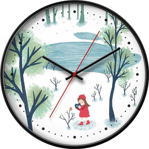 Large Cartoon Wall Clock Kids Living Room Garden Kitchen Clocks Home Decor Cute Watch Bedroom Silent Wall Clock Modern Design
