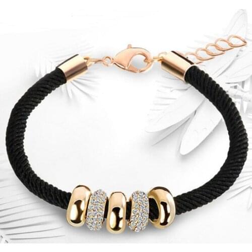 Black Classic Bracelet Stainless Steel Couple Bracelet Gift Fashion Jewelry Accessories For Women Lady Beaded Bracelets