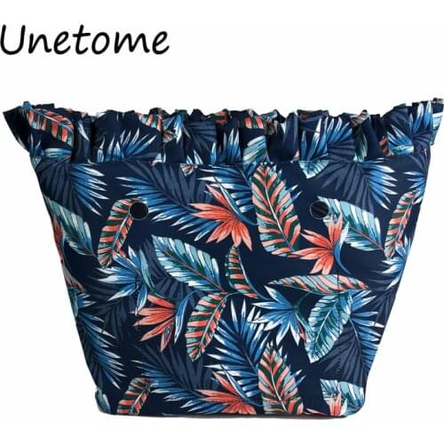 Floral Border Lining Colorful Print Waterproof Zipper Pocket for Classic Mini Obag Canvas Coating Insert for O Bag