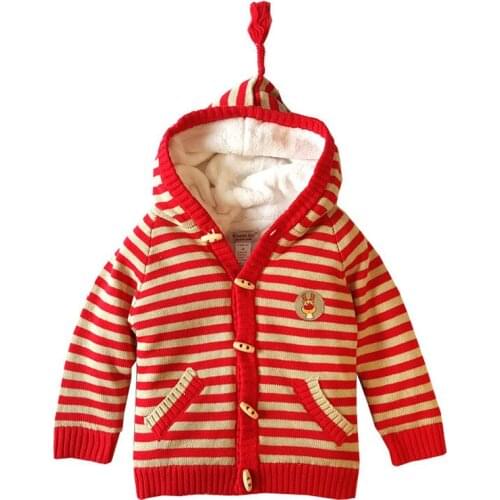 Christmas Sweater Clothes Kids Cardigan Winter Cotton Coat 2021 for Children Thick Plush Soft Knitted Baby Boys Girls Sweaters