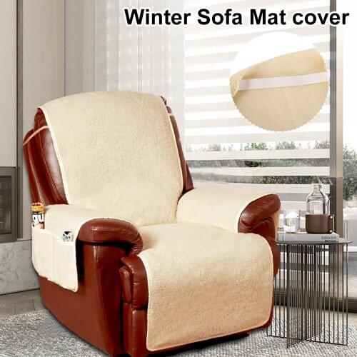 Fleece Sofa Couch Cover Washable Removable Towel Recliner Couch Cushion Slipcovers Pets Seat Mat Removable Armrest Slipcovers