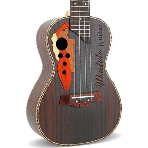 Rosewood Ukulele 23 Inch Hawaiian Mini Guitar 4 Strings Ukelele Grape Sound Hole Music Instrument Electric Ukulele with Pickup