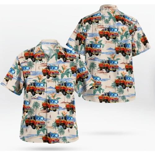 Fire Truck 3D Print Beach Hawaiian 2021 Summer Shirt Short Sleeve Shirt Streetwear Oversized 5XL Camisa Social Chemise Homme-26