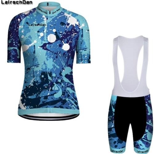 LairschDan Blue Women Cycling Jersey Suit Short Sleeve Sportswear Summer MTB Bike Cycle Set Wielertrui Equipamento Ciclismo