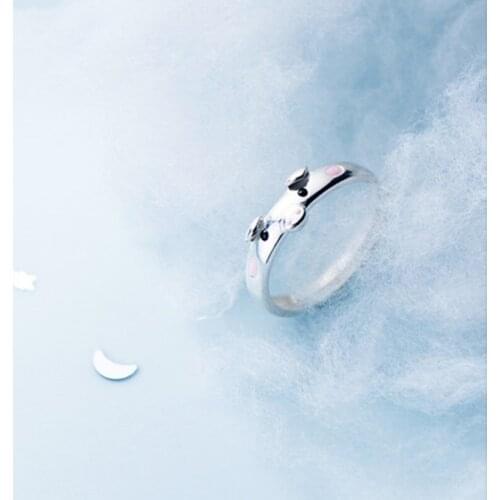 925 Sterling Silver Print Pig pattern Cute Rings Open Adjustable Fashion Jewelry For Girls Lady Daughter Christmas Gifts