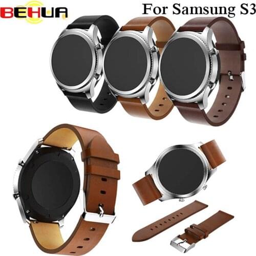 Genuine Leather Watchband for Samsung Gear S3 Classic Frontier 22mm Replacement Bracelet Strap Watch Band Wristband Accessories