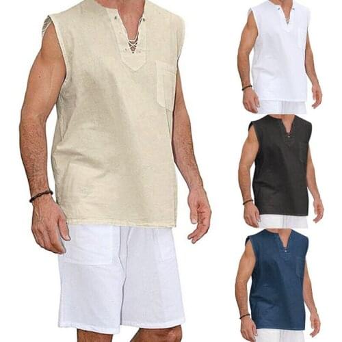 Men Solid Soft Linen Casual Tank Tops Summer Fashion Sleeveless Top Man Male Loose Shirt Tees Clothes Top Causal Top Vest Men