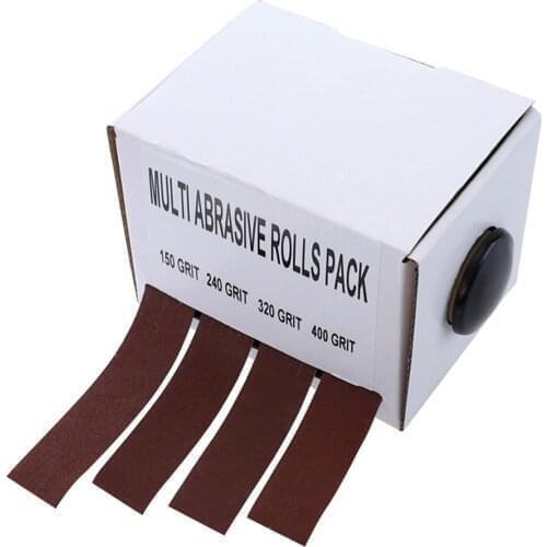 4 Piece Set of Abrasive Belt Roller Extractable Emery Cloth Roll Soft Emery Cloth Roll Metal Glass Woodworking Sandpaper