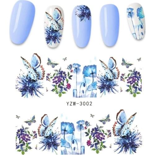 AMGK Nail Sticker Lady Flower Rose Glitter Design Full cover decoration stickers summe