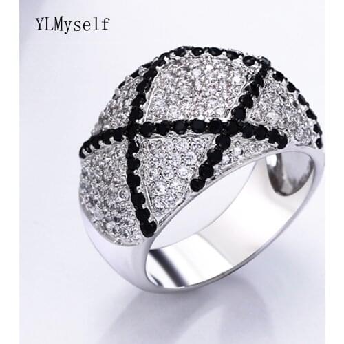 2020 excellent workmanship ring nice jewelry white with black line trendy ladies jewellery wonderful crystal rings for women
