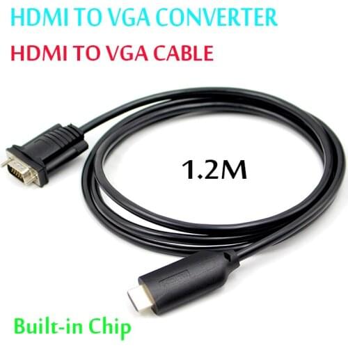 HDMI to VGA Converter with Cable 1.2M HD 1080P Notebook Connected to the monitor projector Built-in Chip