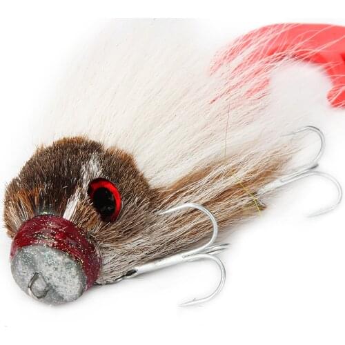 New Pike Fly Fishing 35g/17cm Deer Hair Material Big Mouse Dry Fly Hooks With Resin Bait Trout Fly Fishing Flies 6 Colors