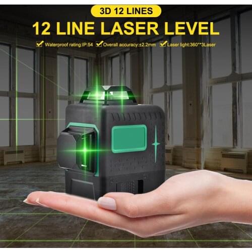 Mini 3D 12Lines Green Laser Levels Self-Leveling 360 Horizontal And Vertical Cross Super Powerful Green Laser Beam Line