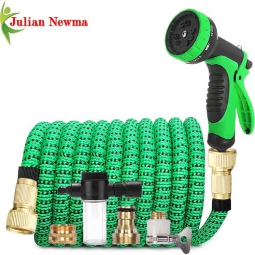 Garden Watering Hose 3 Time Telescopic Expandable Magic Flexible High Pressure Car Wash Hose With Foam Pot Spray Gun Set Gifts